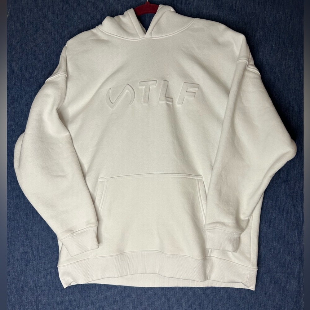 TLF White Embossed Logo Crewneck Hoodie